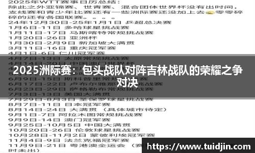 2025洲际赛：包头战队对阵吉林战队的荣耀之争对决